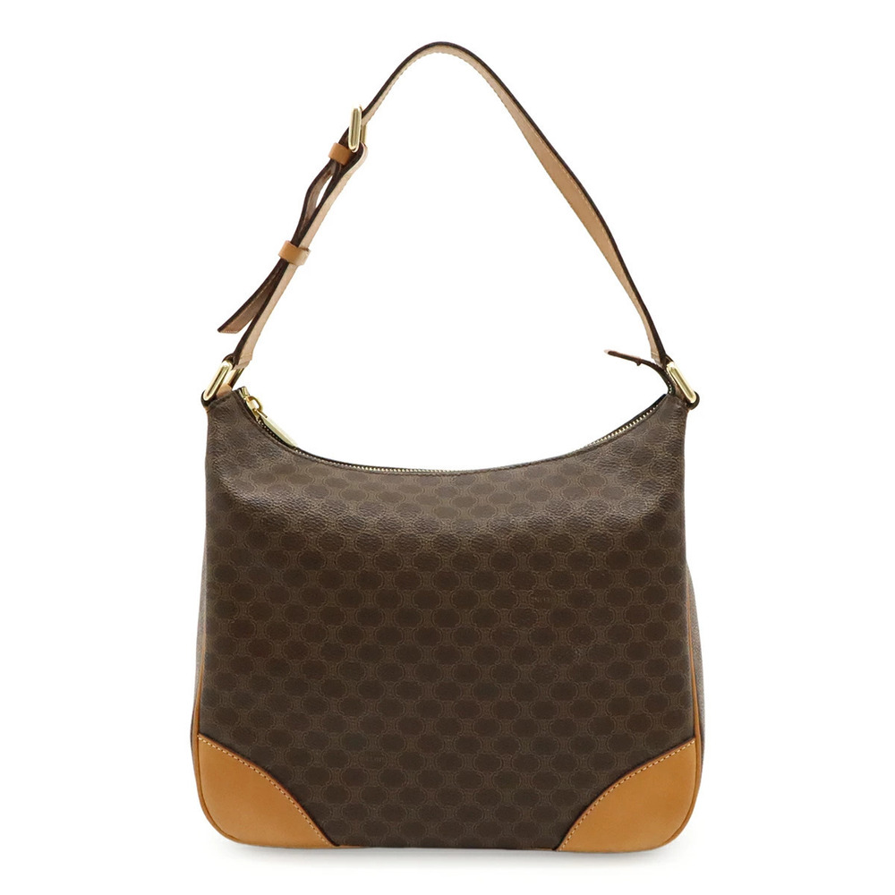 Celine Macadam shoulder bag Hobo leather dark brown